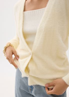 Relaxed Fuzzy Knit Cardigan