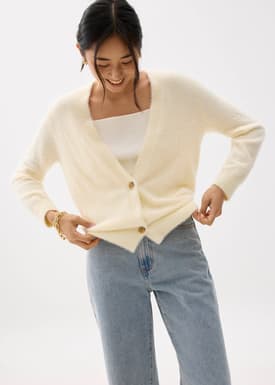 Relaxed Fuzzy Knit Cardigan