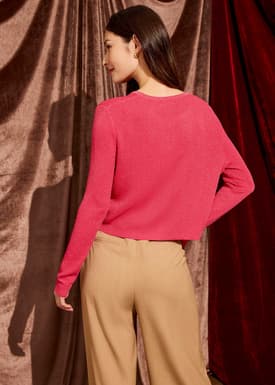 Crop Round Neck Knit Cardigan