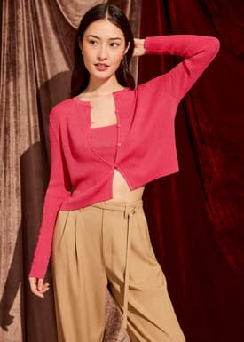 Crop Round Neck Knit Cardigan