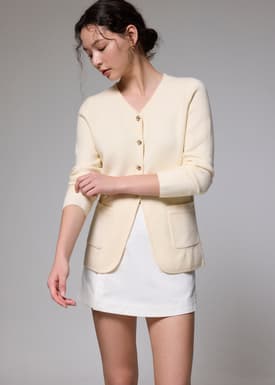 V-neck Long Knit Cardigan