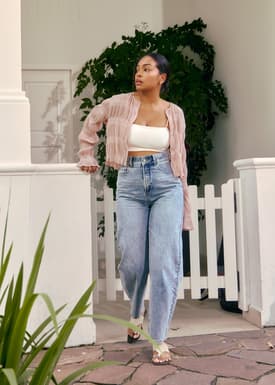 Crinkled Sheer Round Neck Cardigan