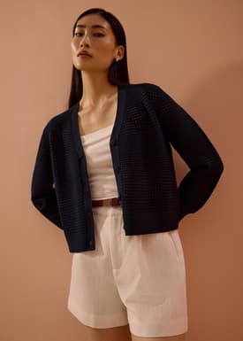 Relaxed Pointelle Knit Cardigan