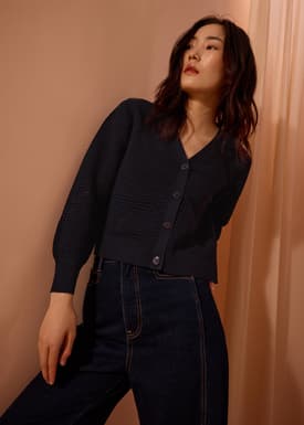 Relaxed Pointelle Knit Cardigan