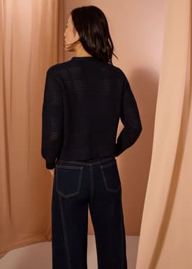 Relaxed Pointelle Knit Cardigan