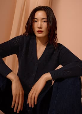 Relaxed Pointelle Knit Cardigan