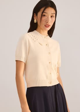 Knit Puff Sleeve Cardigan