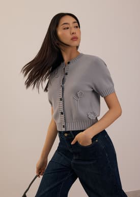 Knit Puff Sleeve Cardigan