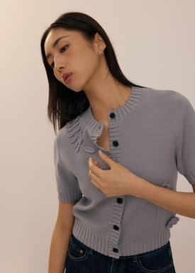 Knit Puff Sleeve Cardigan