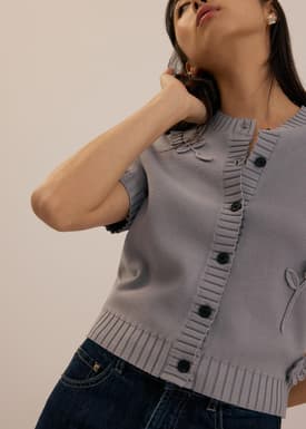 Knit Puff Sleeve Cardigan