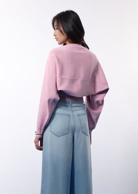 Relaxed Duo Knit Crop Cardigan