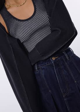 Relaxed Duo Knit Crop Cardigan