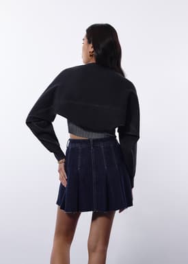 Relaxed Duo Knit Crop Cardigan