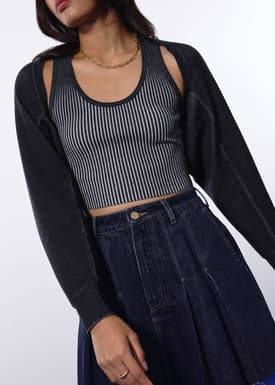 Relaxed Duo Knit Crop Cardigan