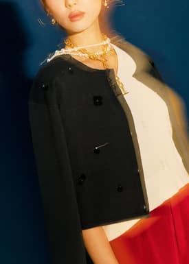 Relaxed Embellished Round Neck Cardigan