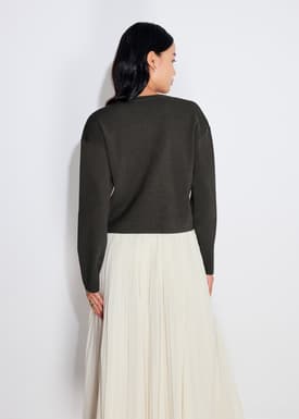 Relaxed Embellished Round Neck Cardigan