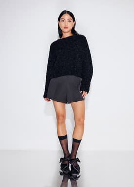 Relaxed Fuzzy Knit Crop Sweater