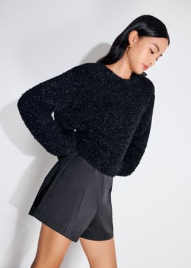 Relaxed Fuzzy Knit Crop Sweater