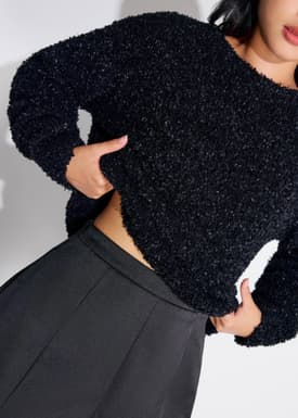 Relaxed Fuzzy Knit Crop Sweater