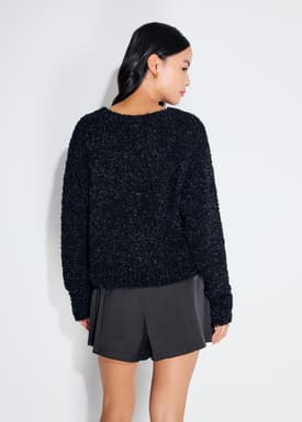 Relaxed Fuzzy Knit Crop Sweater