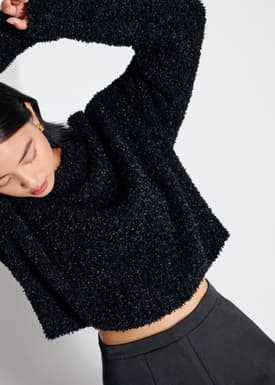 Relaxed Fuzzy Knit Crop Sweater