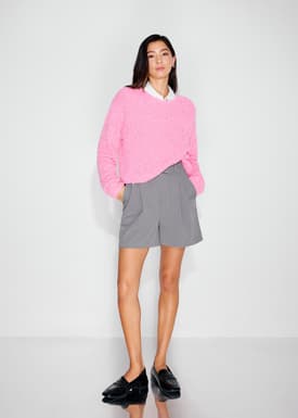 Relaxed Fuzzy Knit Crop Sweater