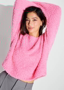 Relaxed Fuzzy Knit Crop Sweater