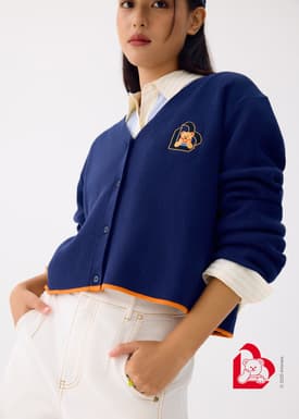 Love, Bonito | Wiggle Wiggle Knit Cardigan in Navy Blue