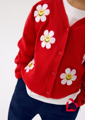 Love, Bonito | Wiggle Wiggle Kids' Knit Cardigan in Heart Red