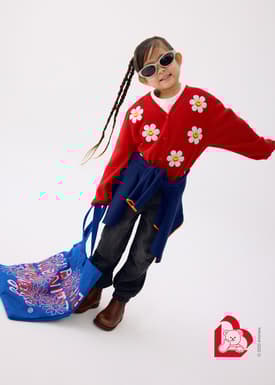 Love, Bonito | Wiggle Wiggle Kids' Knit Cardigan in Heart Red