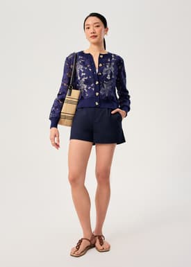 Floral Lace Knit Round Neck Cardigan