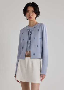 Floral Eyelet Knit Cardigan