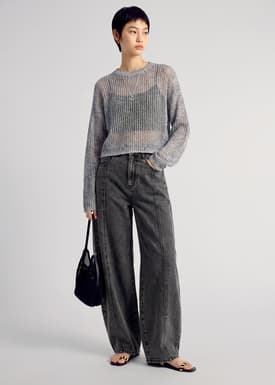 Sheer Textured Knit Sweater