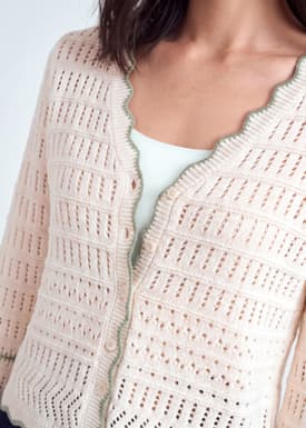 Pointelle Scallop Edge Cardigan