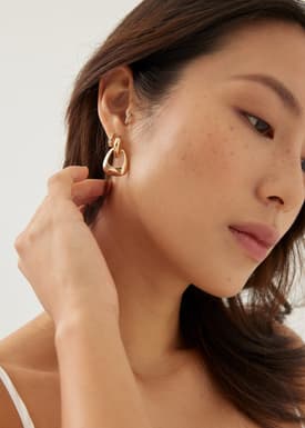 Gold Geometric Drop Earrings