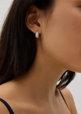 14K Gold Plated Metal Twist Hoop Earrings