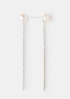 14K Gold Plated Silver Pearl Dangling Earrings