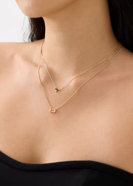 14K Gold Plated Rhinestone Layered Necklace
