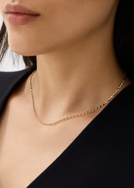 14K Gold Plated Metal Oval Chain Necklace