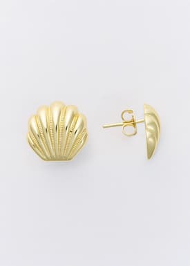 14K Gold Plated Clamshell Earrings