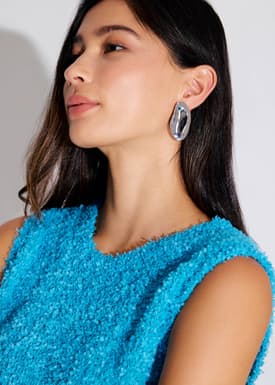 Ripple Shimmer Rhodium Plated Earrings
