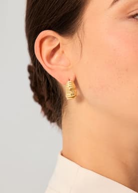 14K Gold Plated Sculpted Twist Mini Hoop Earrings