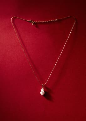 14K Gold Plated White Enamel Swirl Pendant Necklace