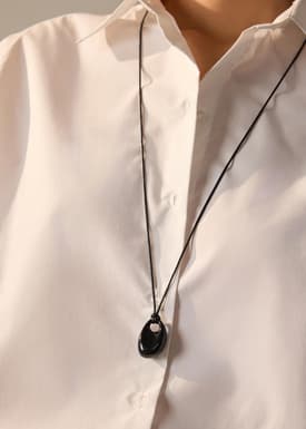 Painted Metal Asymmetric Pendant Cord Necklace