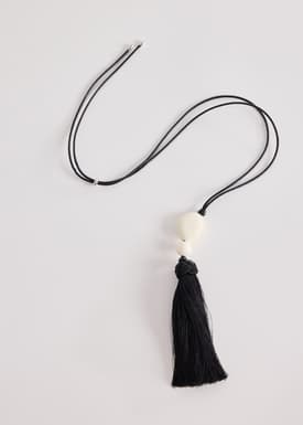 Beaded Cord Tassel Necklace