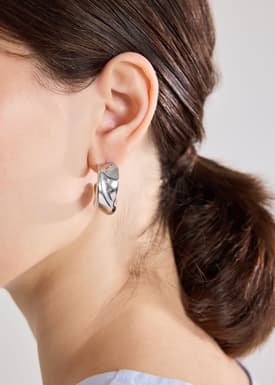 Rhodium Plated Molten Earrings