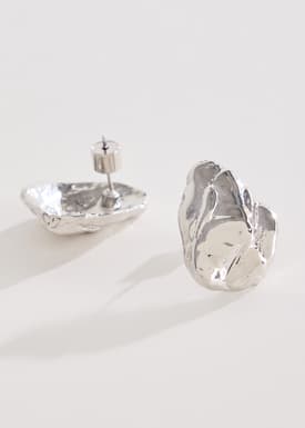 Rhodium Plated Pebble Earrings
