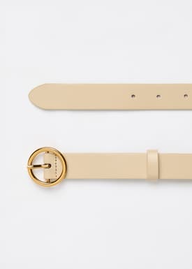 Round Buckle Vegan Leather Belt