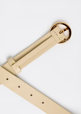 Round Buckle Vegan Leather Belt