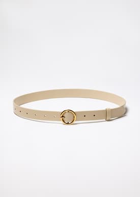 Round Buckle Vegan Leather Belt